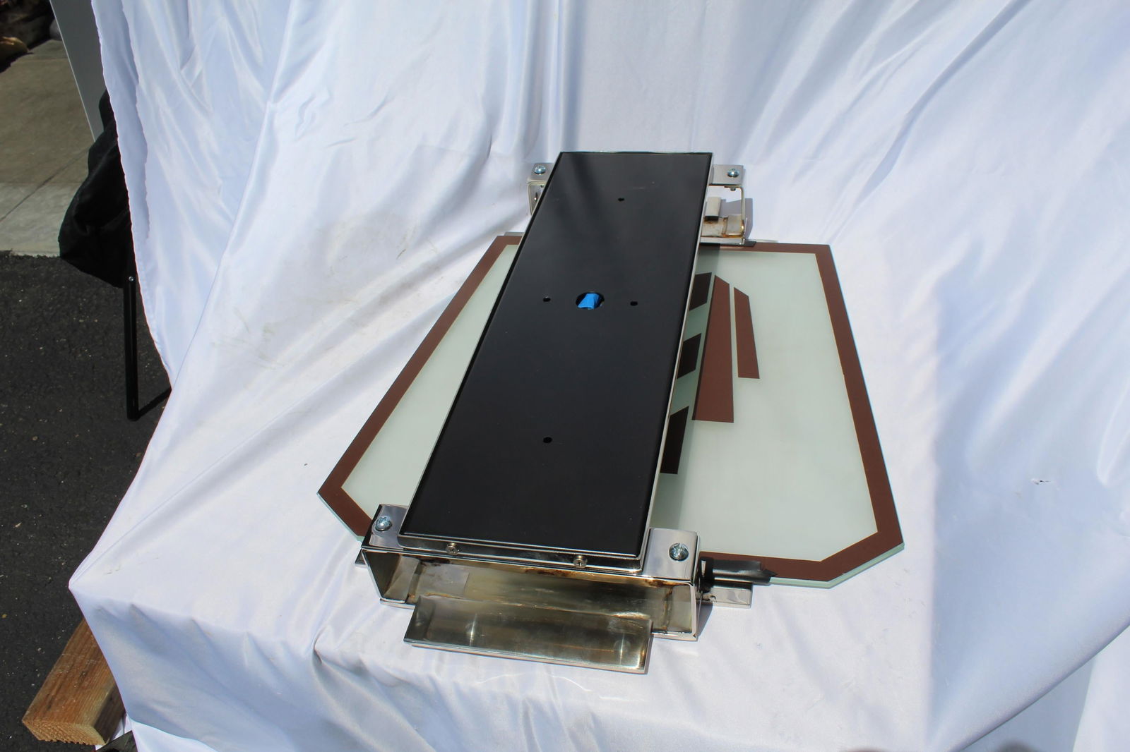 Art Deco / Modern Sconce, out of the St James Club, Mirrored, Nickel Frame - 12