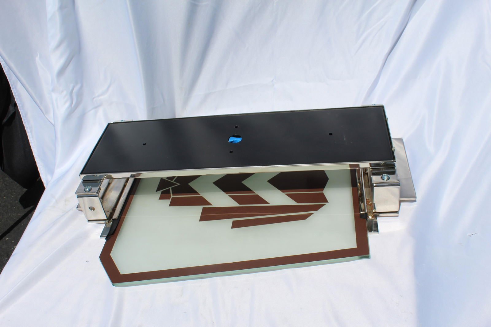 Art Deco / Modern Sconce, out of the St James Club, Mirrored, Nickel Frame - 3