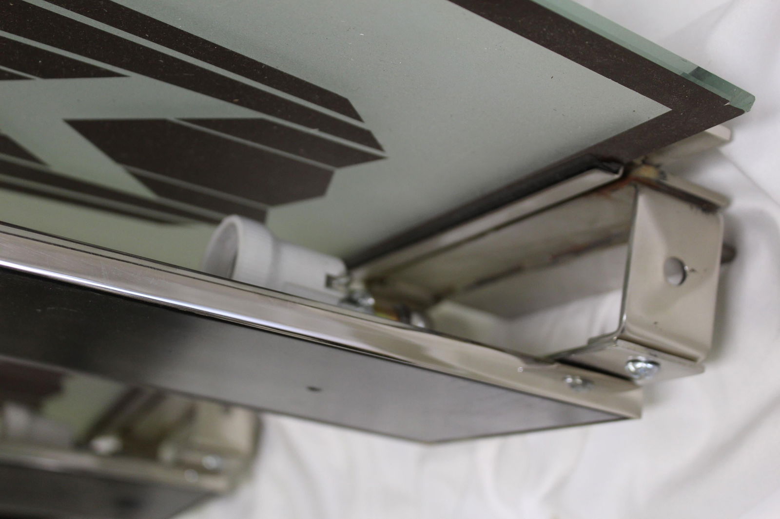 Art Deco / Modern Sconce, out of the St James Club, Mirrored, Nickel Frame - 6