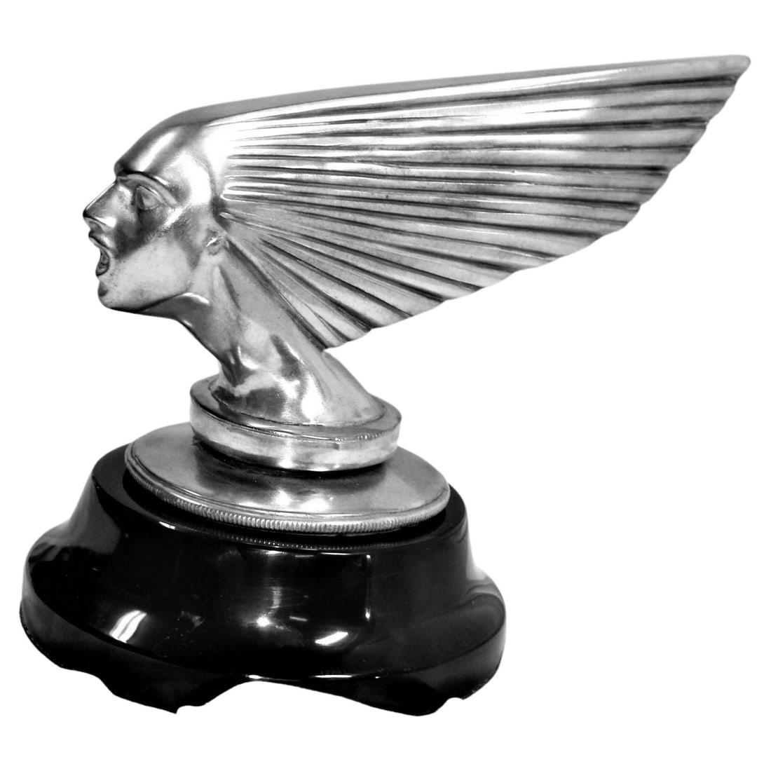 Art Deco Lady Face (Victory) Silvered Bronze in the Manner of Lalique (1 of 20)