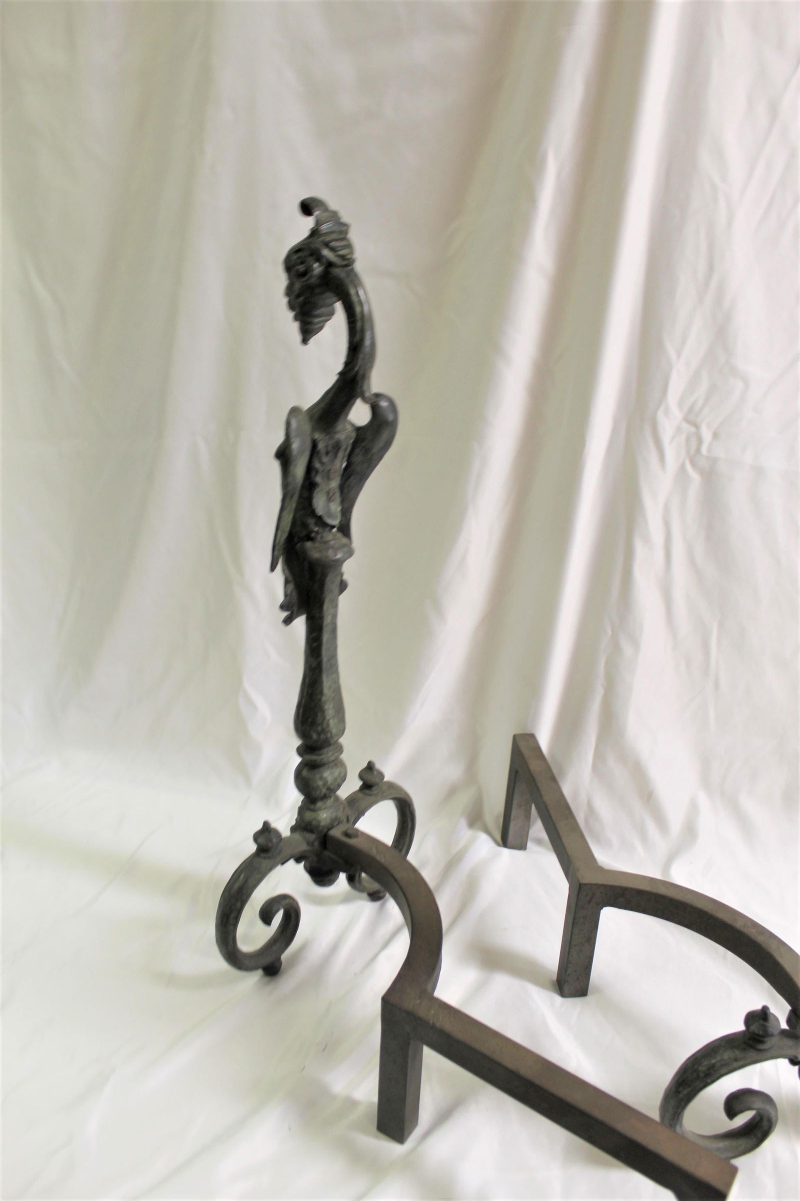 Art Nouveau/Modern Andirons , Gargoyles , Bronze - 13
