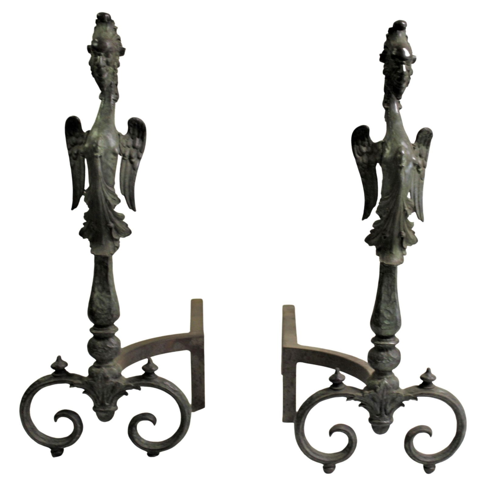Art Nouveau/Modern Andirons , Gargoyles , Bronze - 7