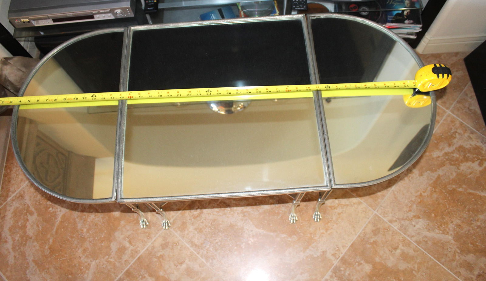 Mid Century/Modern Coffee Table set of 3 , Silver Plate , Paw feet - 13