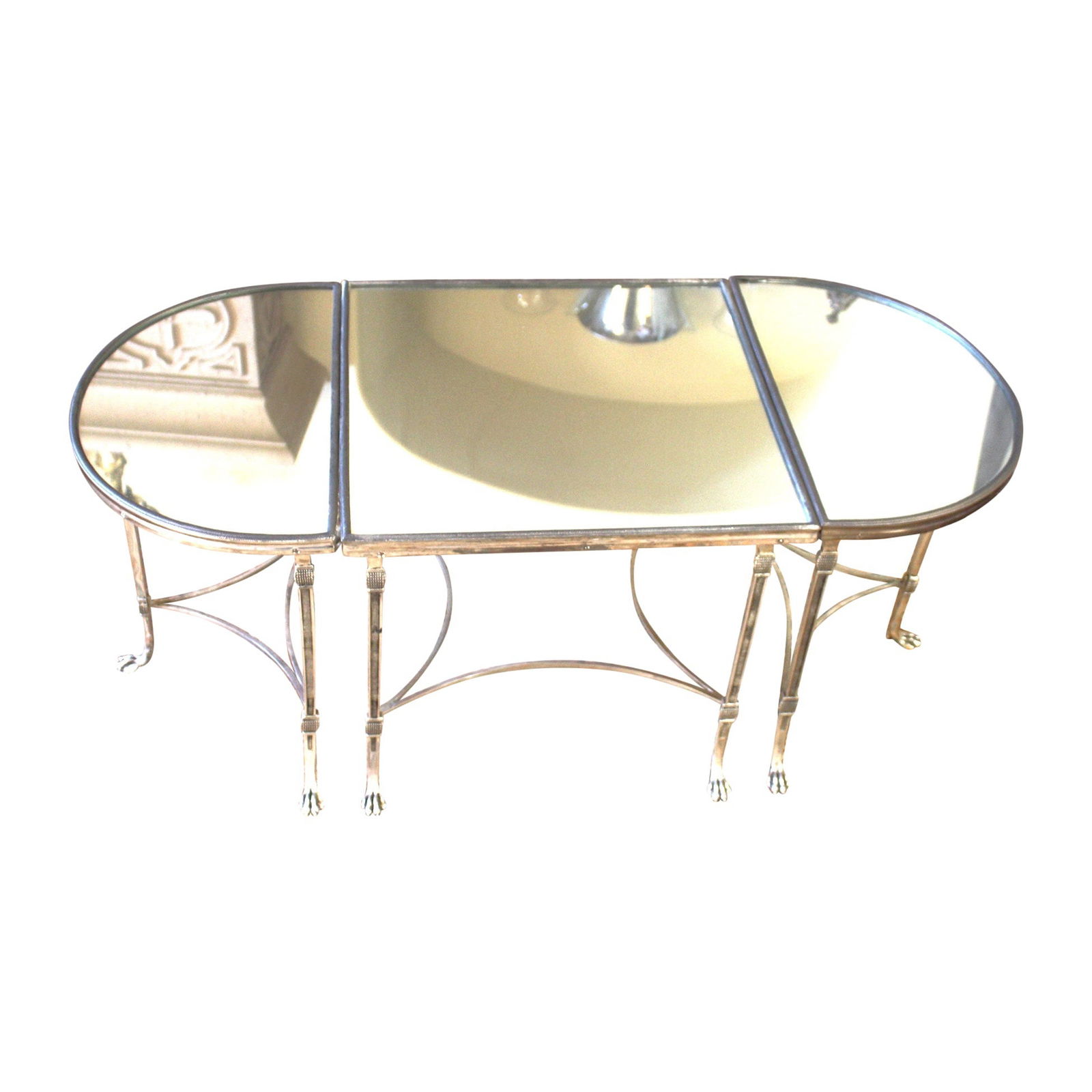 Mid Century/Modern Coffee Table set of 3 , Silver Plate , Paw feet - 15