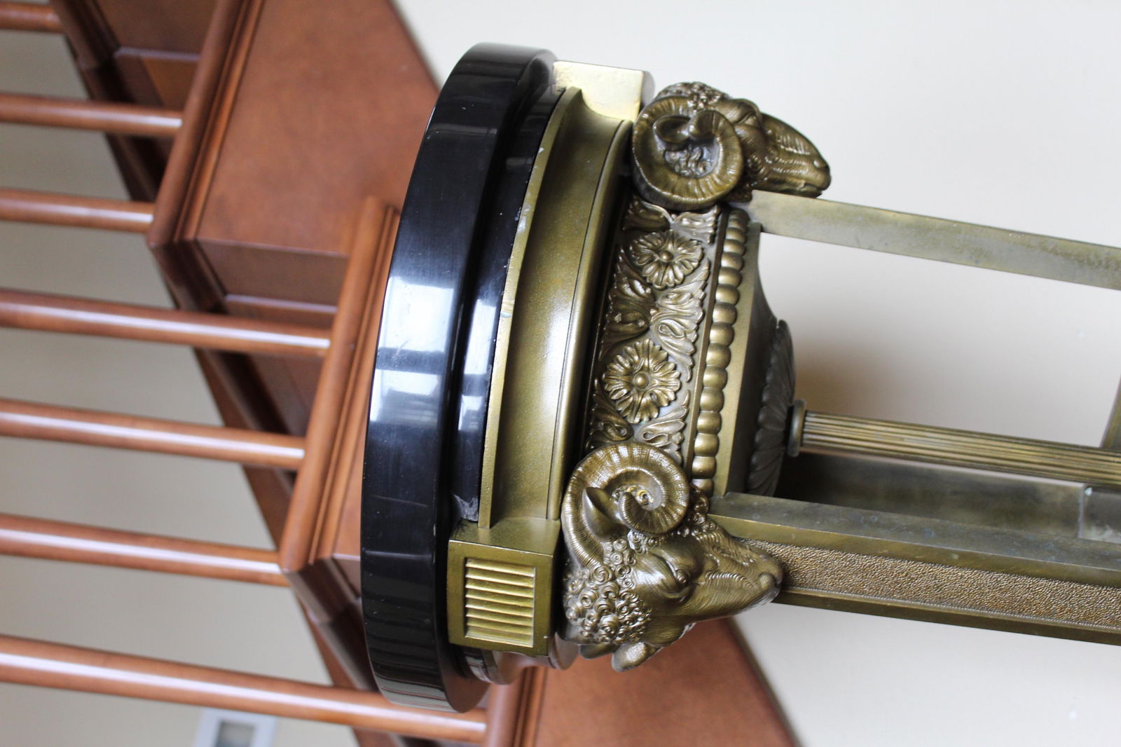 Antique Bronze Pedestal , Rams Heads , Black Marble top - 18