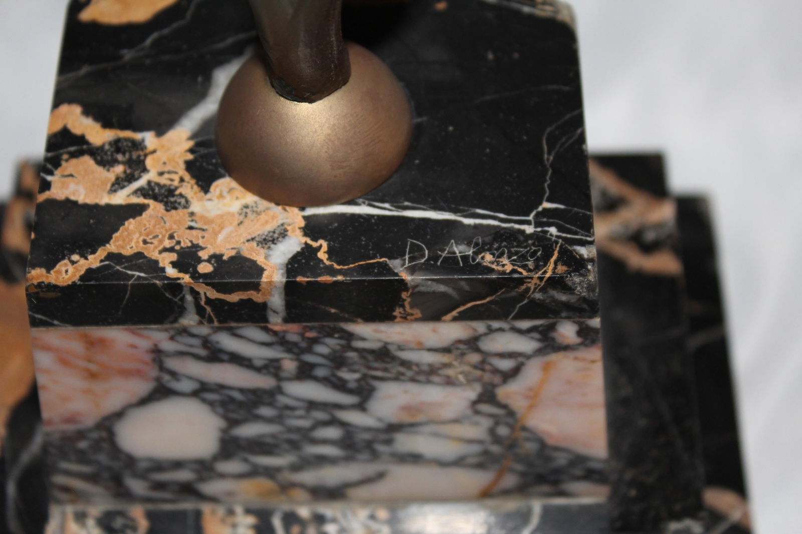 Original Art Deco Sculpture Ballerina White Metal Signed D.Alonzo - 10