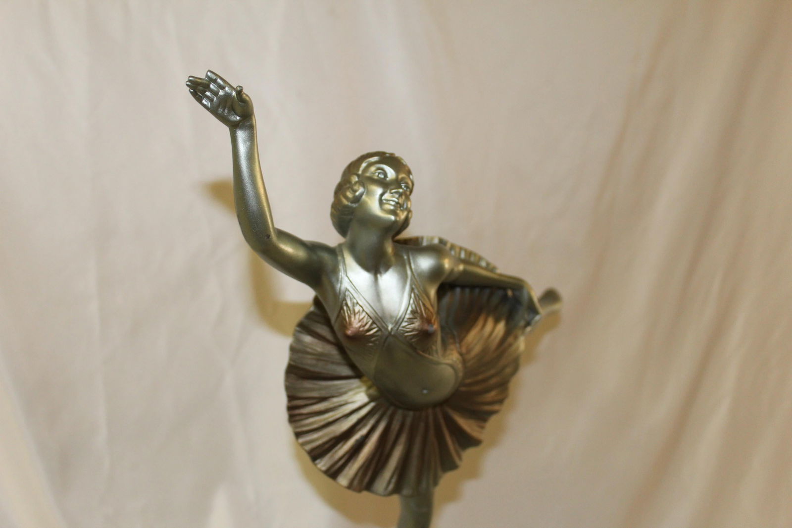 Original Art Deco Sculpture Ballerina White Metal Signed D.Alonzo - 12