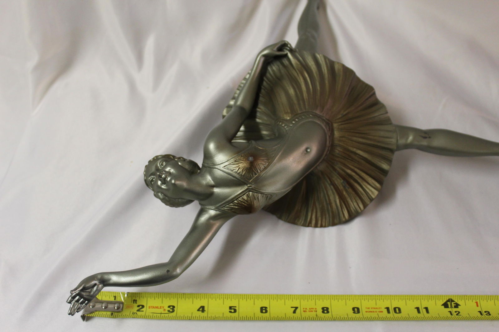 Original Art Deco Sculpture Ballerina White Metal Signed D.Alonzo - 3