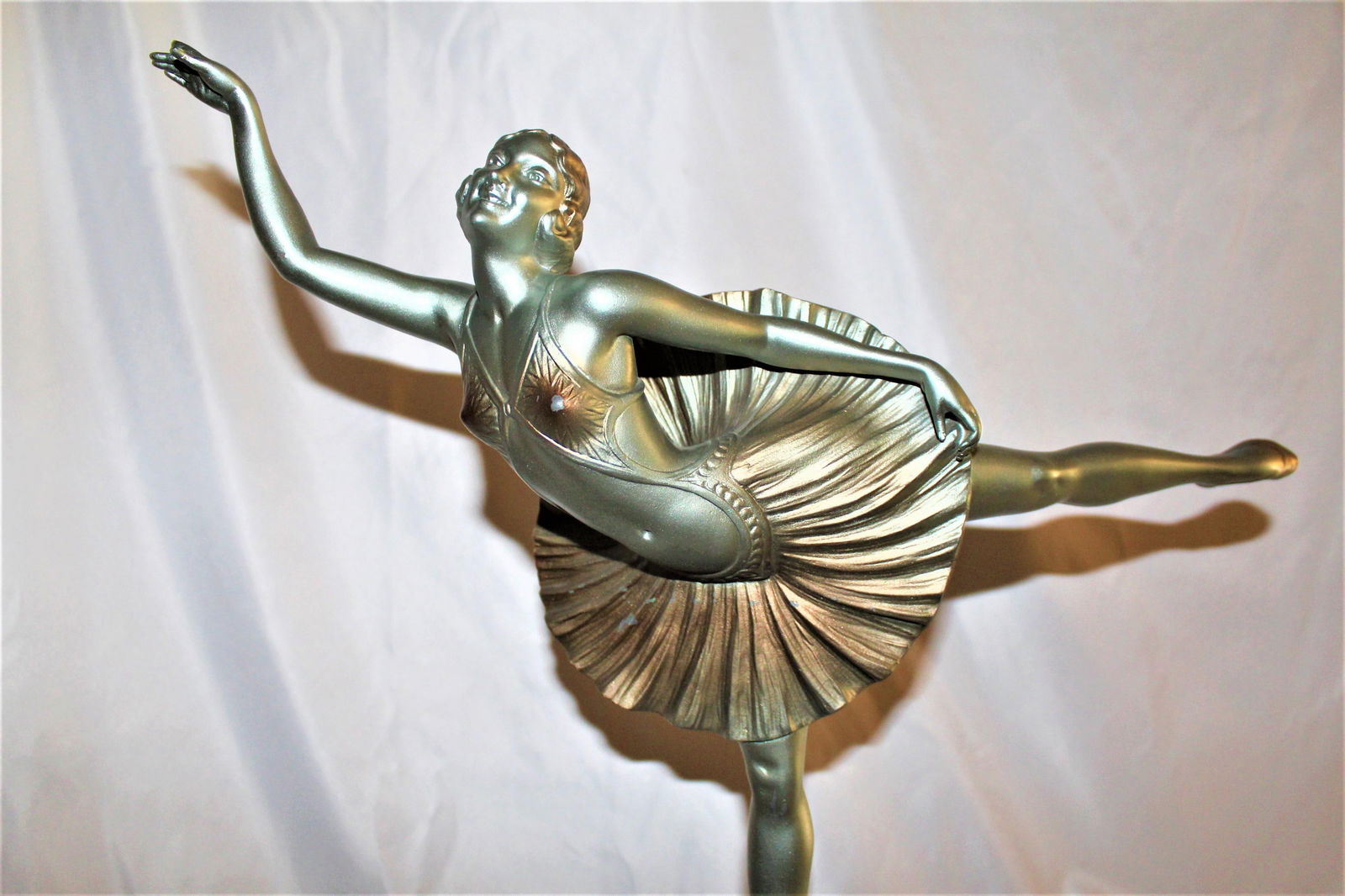 Original Art Deco Sculpture Ballerina White Metal Signed D.Alonzo - 8