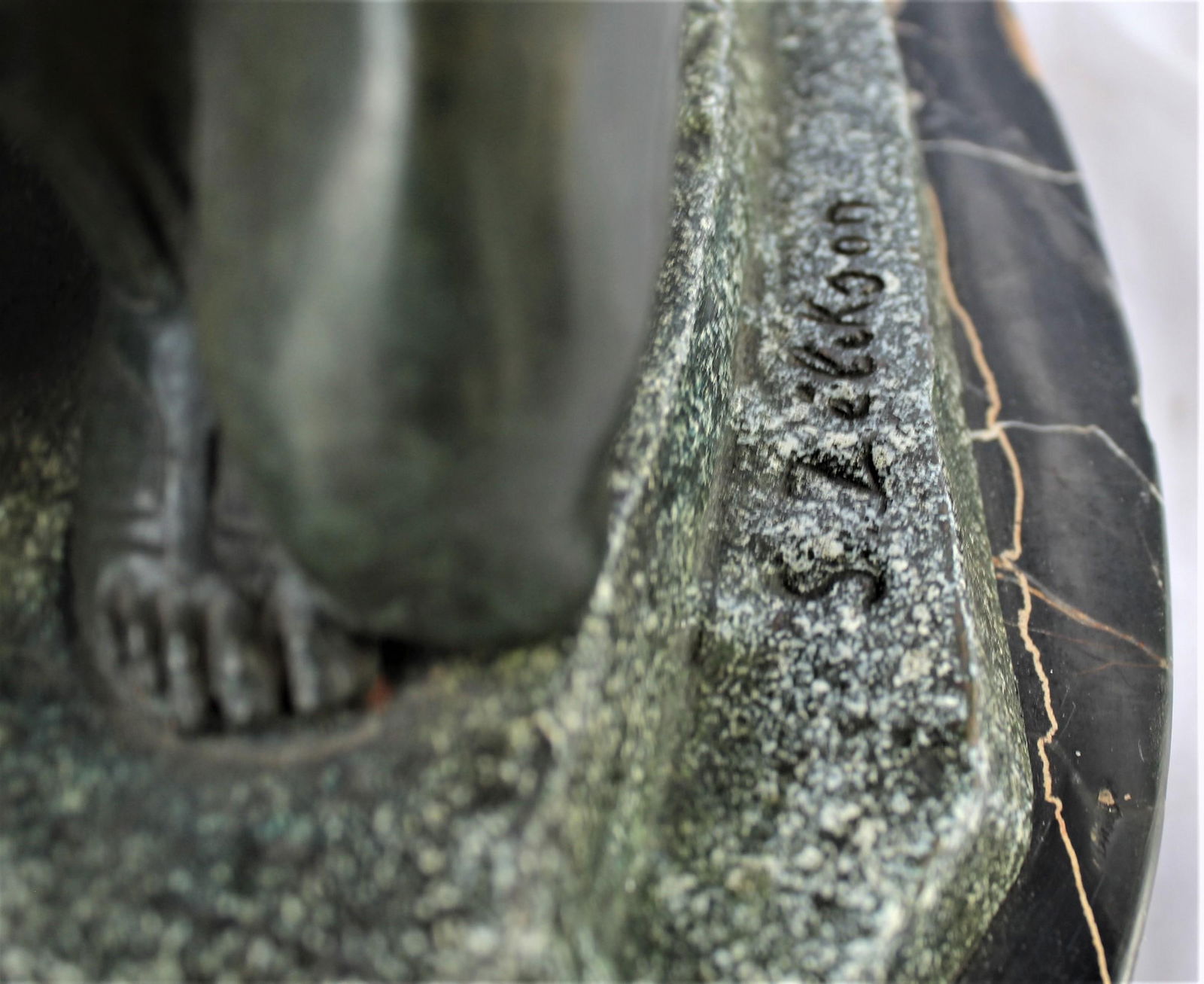 Art Deco Bronze Original Double Figurine Green Patina, French - 15