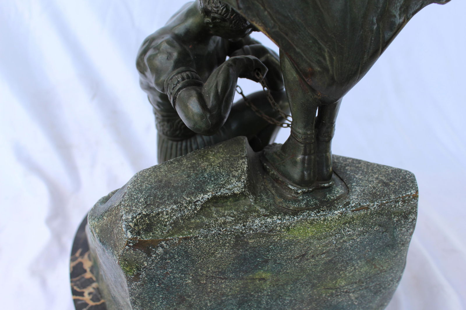 Art Deco Bronze Original Double Figurine Green Patina, French - 4