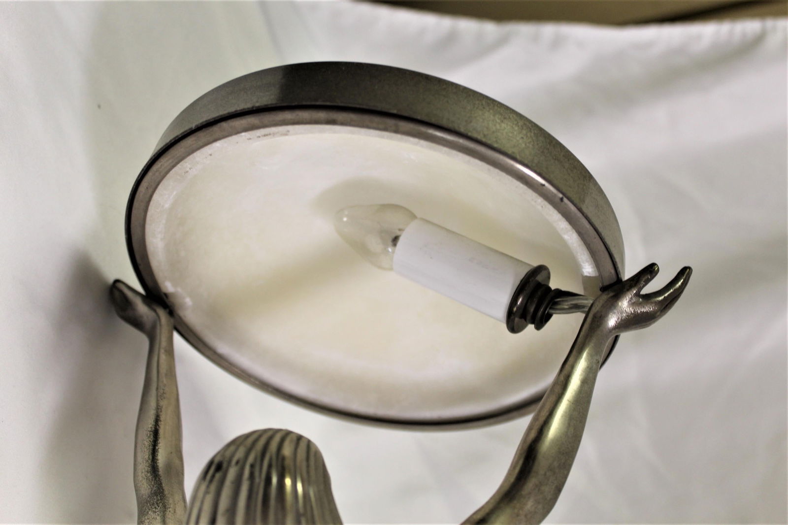 Art Deco/Modern Nude Girl Lamp, Alabaster Shade - 12