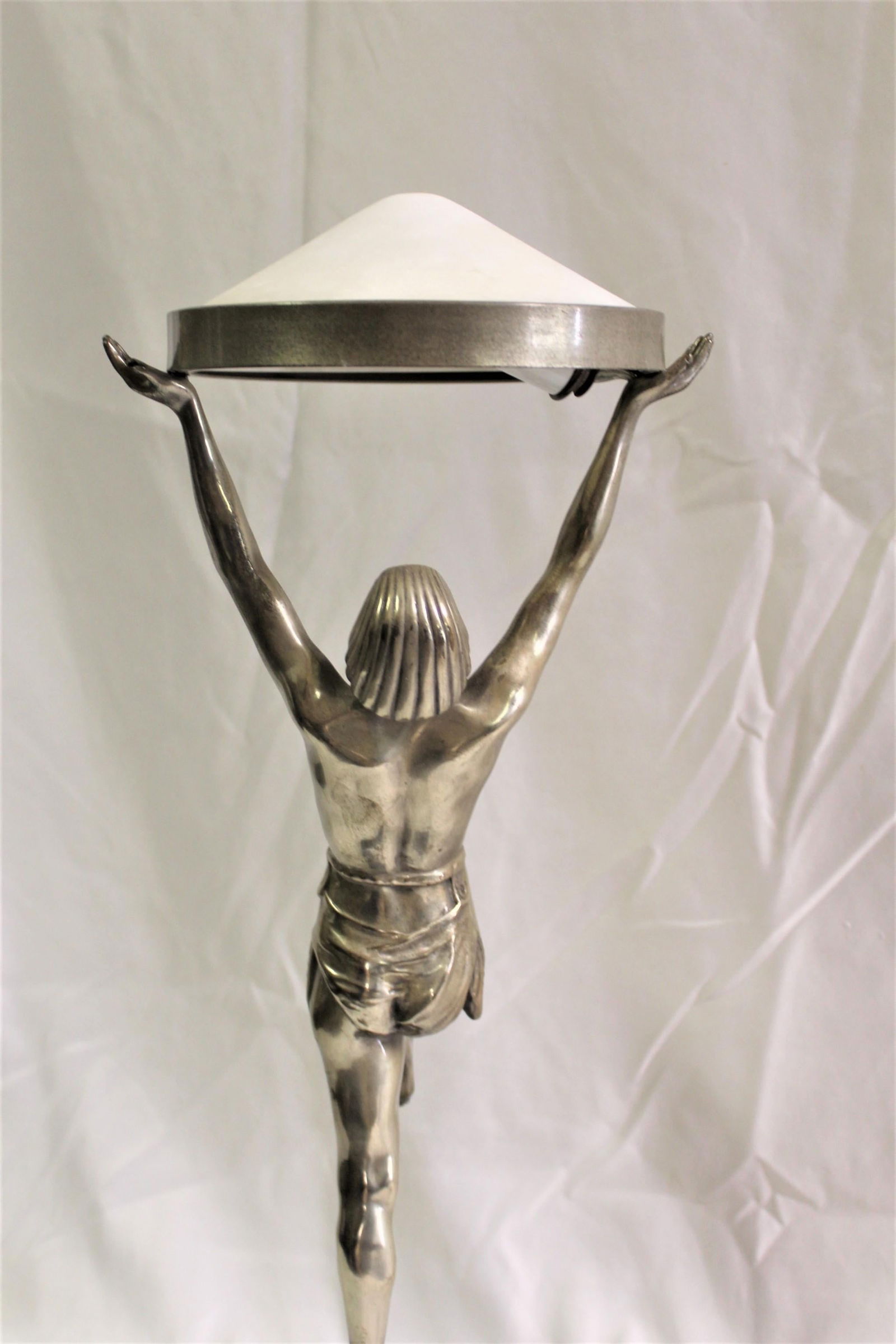 Art Deco/Modern Nude Girl Lamp, Alabaster Shade - 13