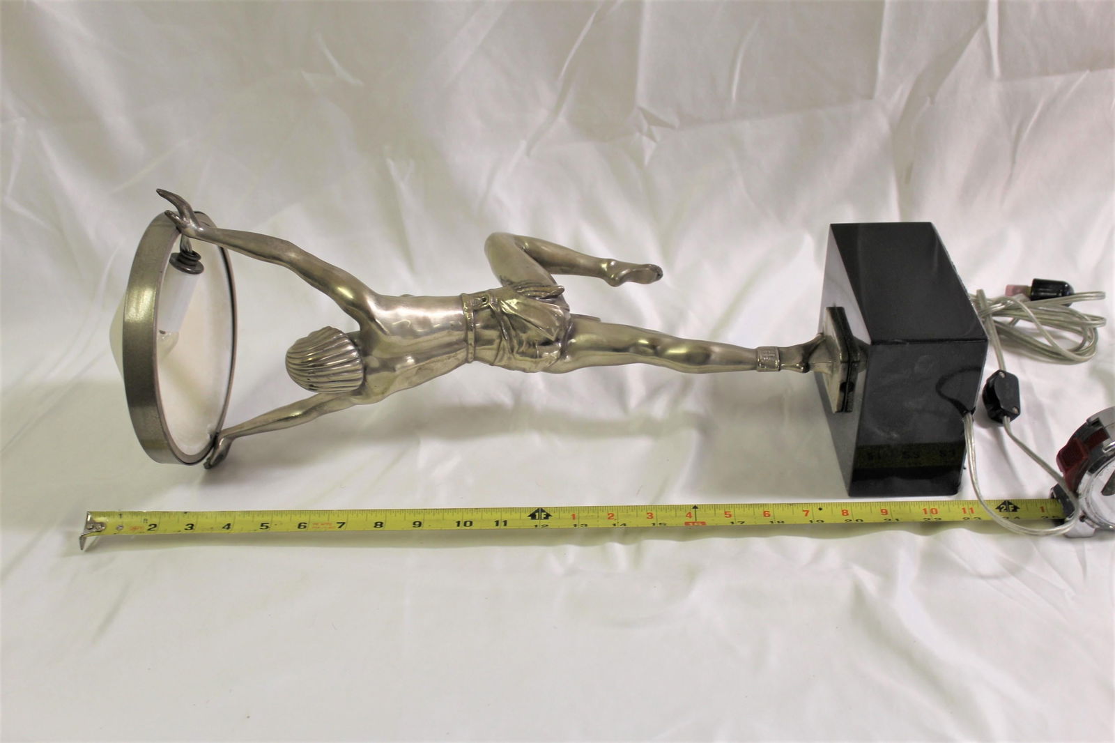 Art Deco/Modern Nude Girl Lamp, Alabaster Shade - 15