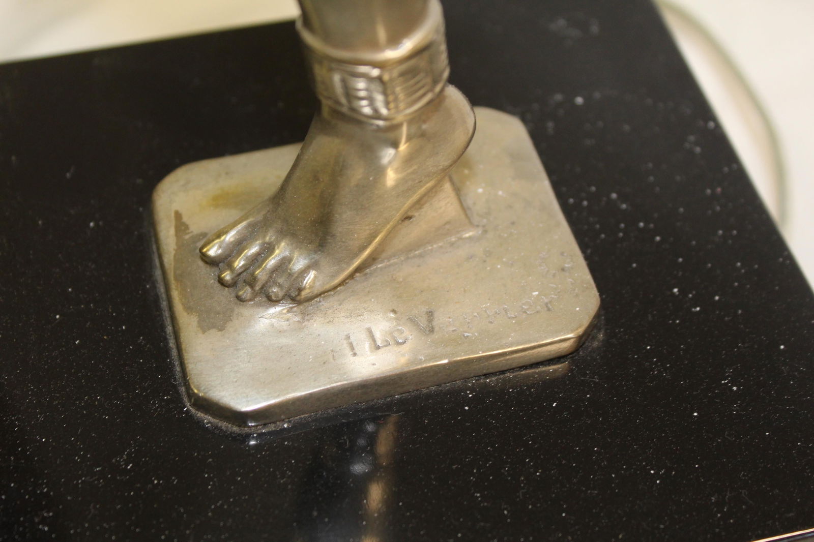 Art Deco/Modern Nude Girl Lamp, Alabaster Shade - 17