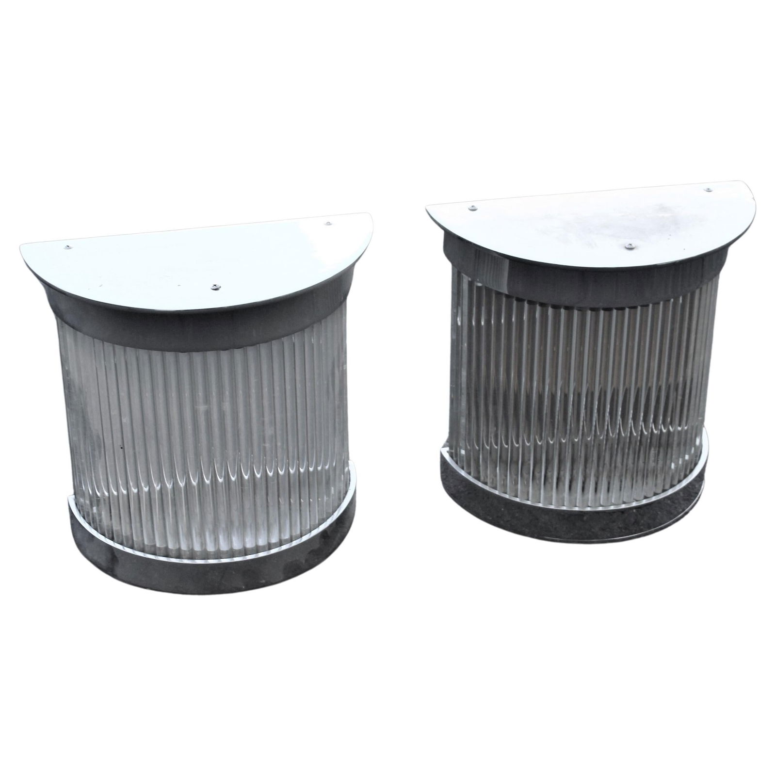 Art Deco /Modern Chrome Sconces, St James Club: An original pair of Deco looking sconces that were removed from the Dining room at the St James Club on Subset Blvd ,west Hollywood when they were re-designing the inside of the Hotel . These are very