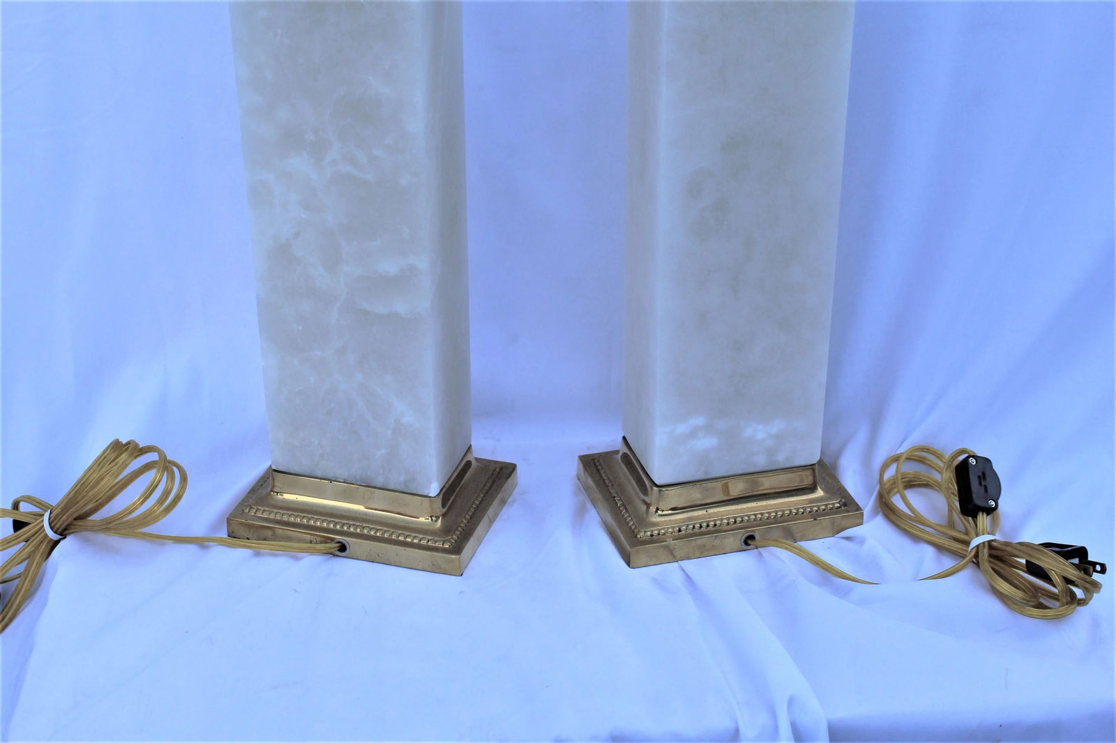Alabaster Lamps, Solid Blocks, Hi-Polished Brass - 11