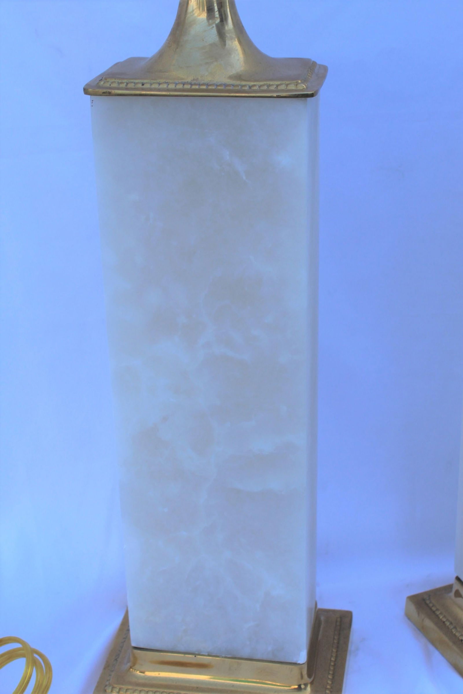 Alabaster Lamps, Solid Blocks, Hi-Polished Brass - 14