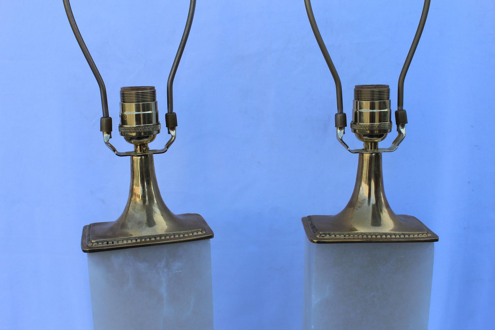 Alabaster Lamps, Solid Blocks, Hi-Polished Brass - 8