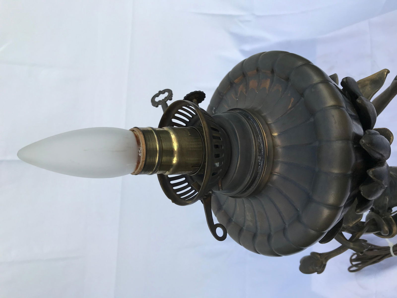 Antique Art Nouveau Lady Lamp, Bronze - 10