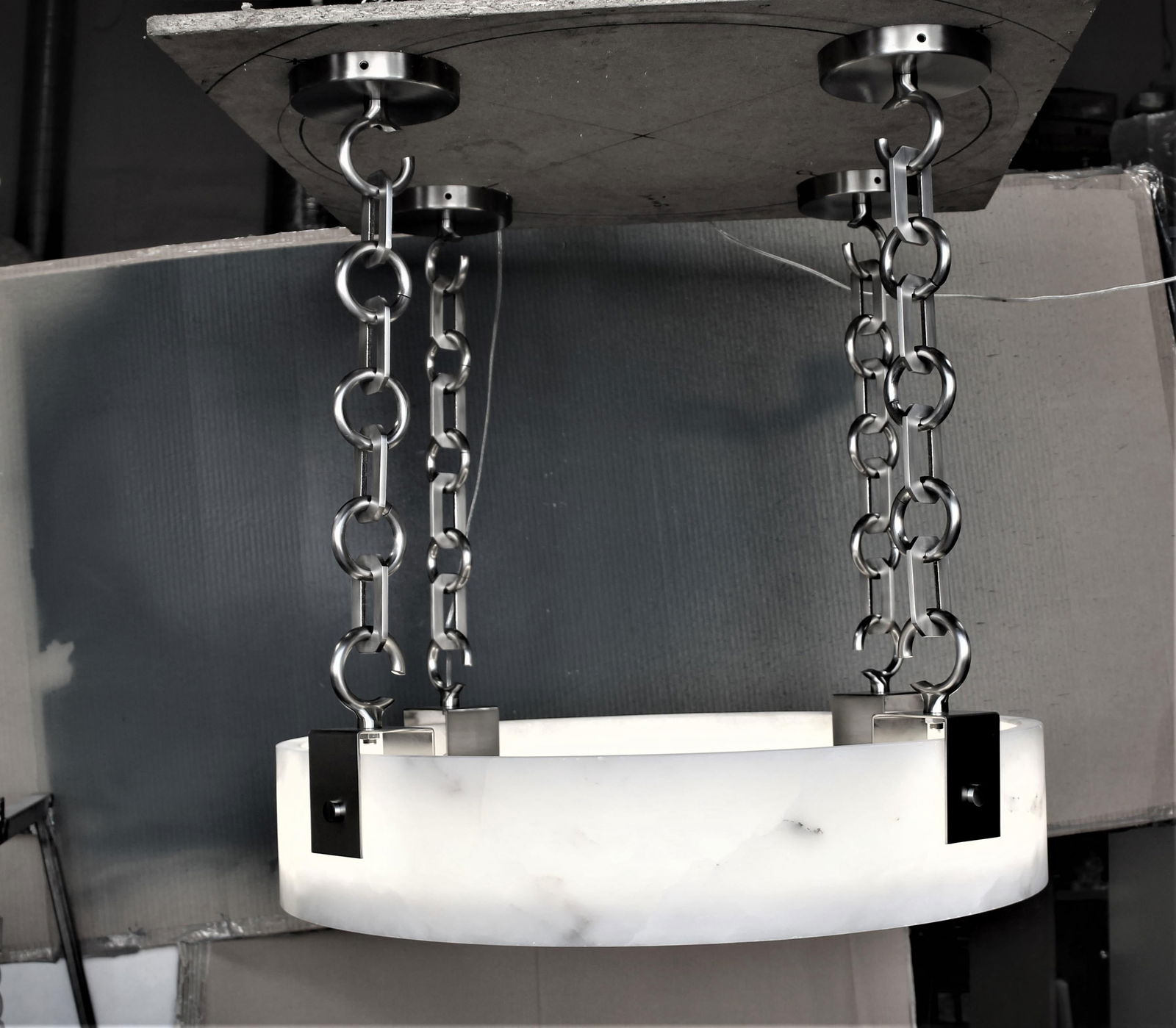 Mid Century Modern Alabaster Chandelier Custom - 14