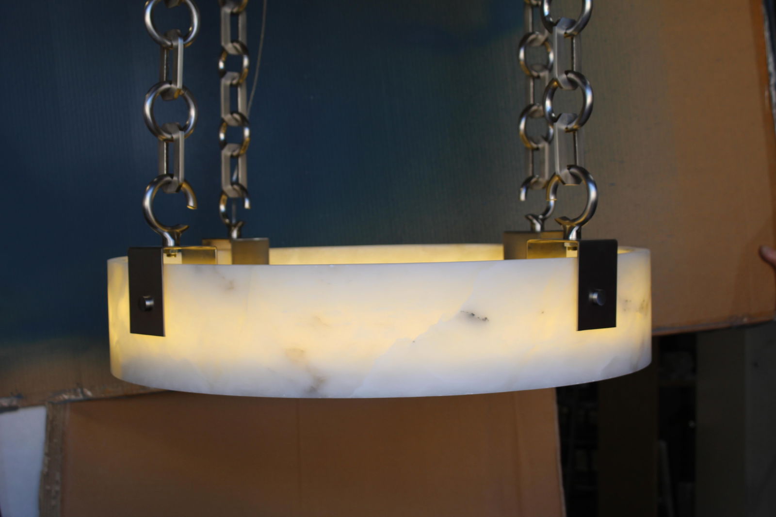 Mid Century Modern Alabaster Chandelier Custom - 9