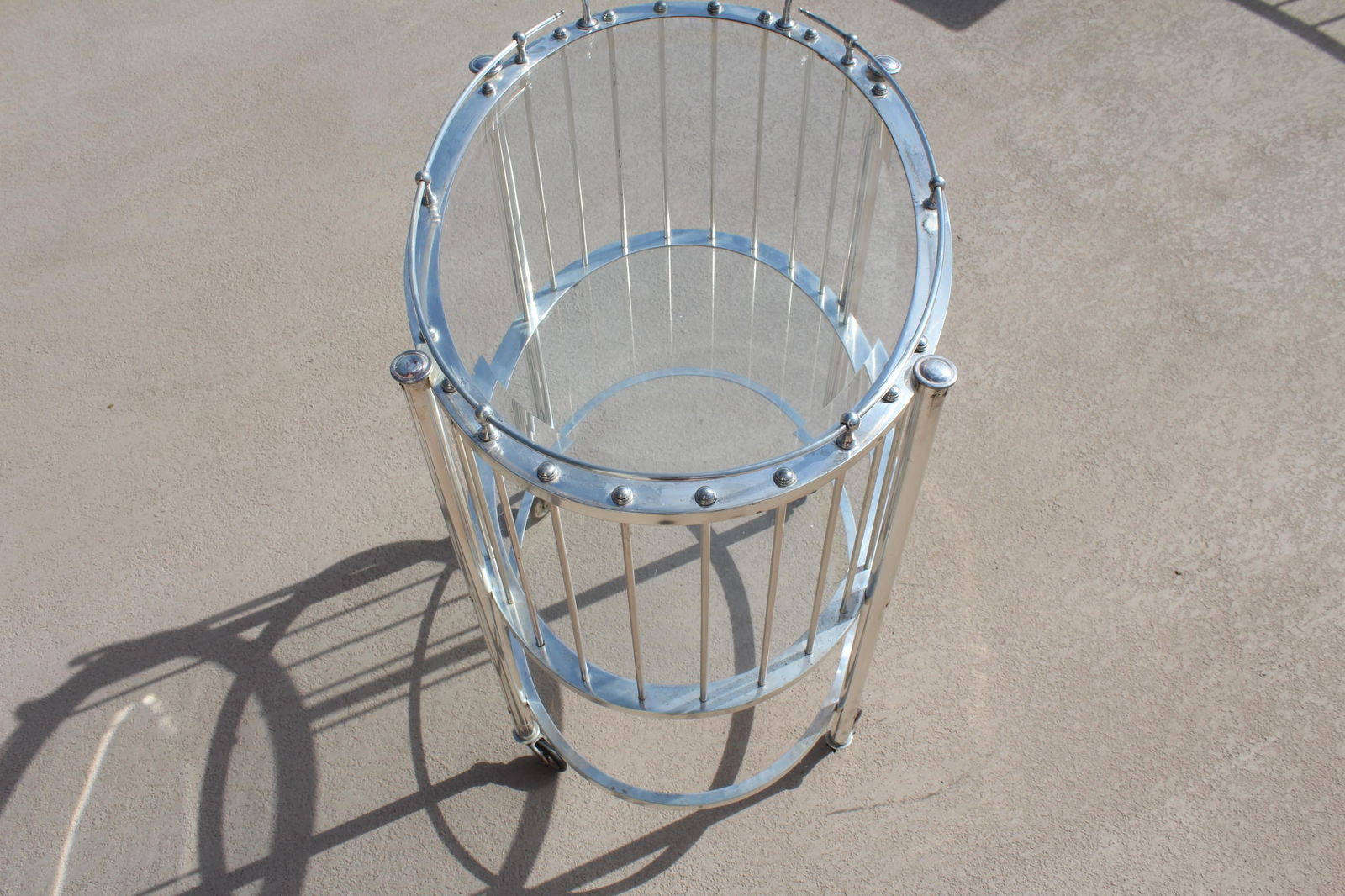 mid-Century Modern Bar Cart , Silver Plate , Oval - 13