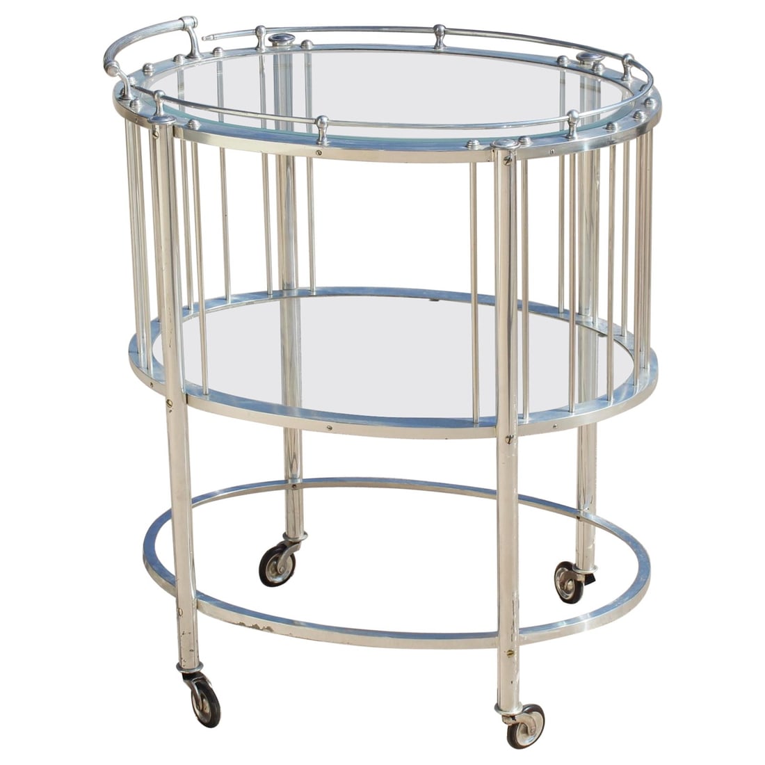 mid-Century Modern Bar Cart , Silver Plate , Oval (1 of 20)