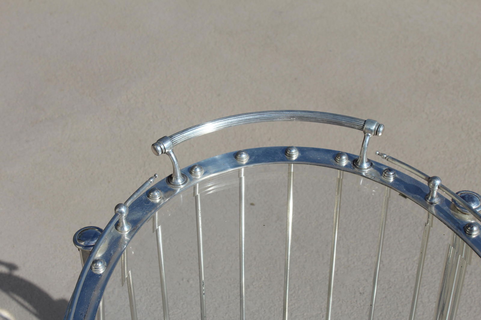 mid-Century Modern Bar Cart , Silver Plate , Oval - 3