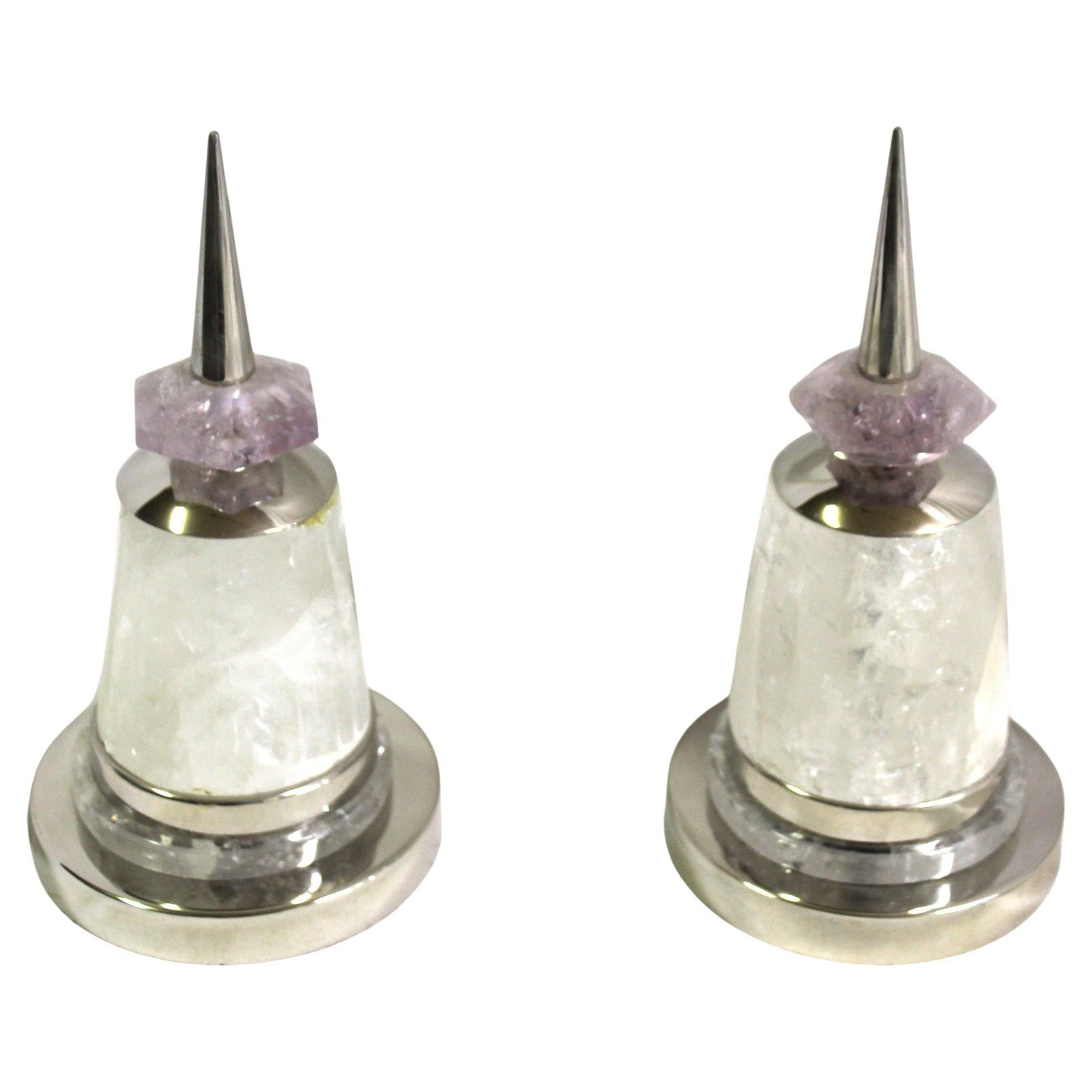 Modern Rock Crystal Decorations, Amethyst , Polished Nickel pair (1 of 20)