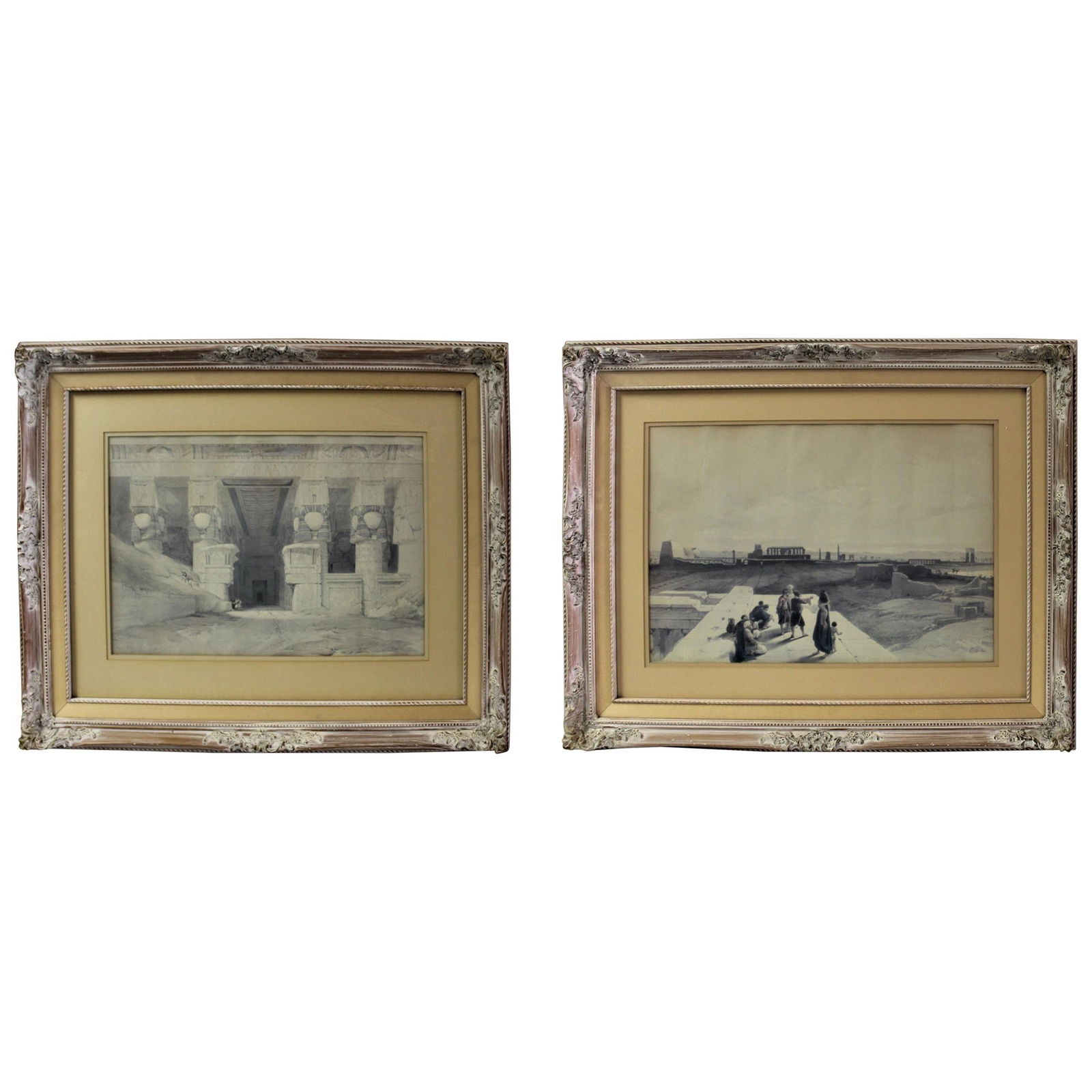 David Roberts of the RA in England, Egypt Lithographs Mounted, Pair (1 of 20)