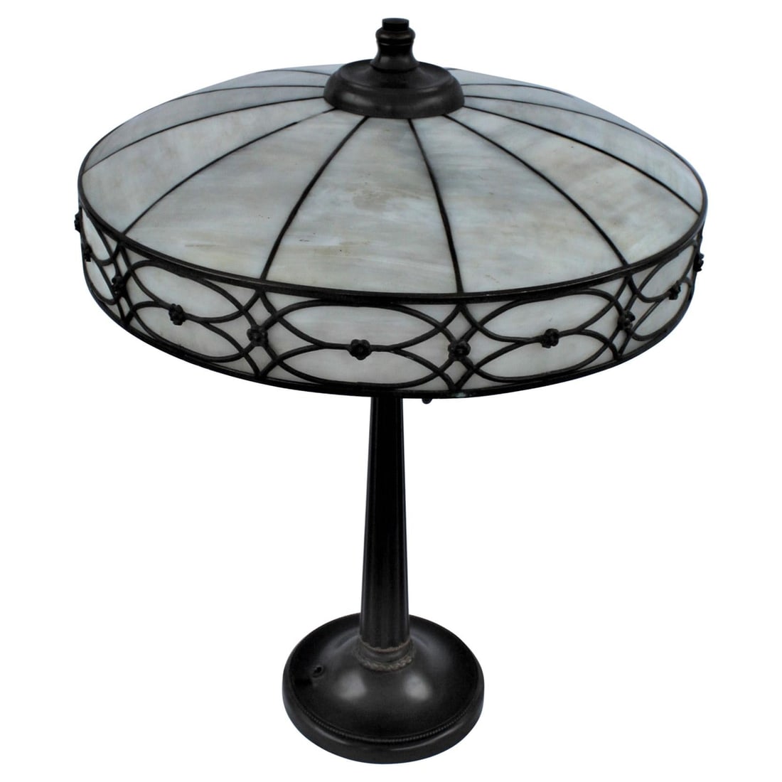 Original Table Lamp, Lead Glass Shade, Base with Acorn Pulls (1 of 20)