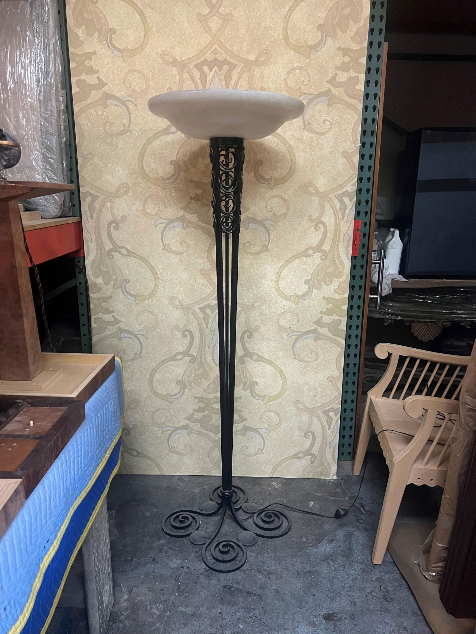 Art Deco Designed Floor Lamp Alabaster Shade - 6