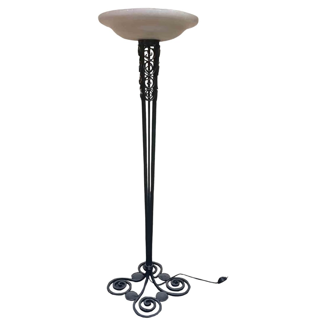 Art Deco Designed Floor Lamp Alabaster Shade - 7