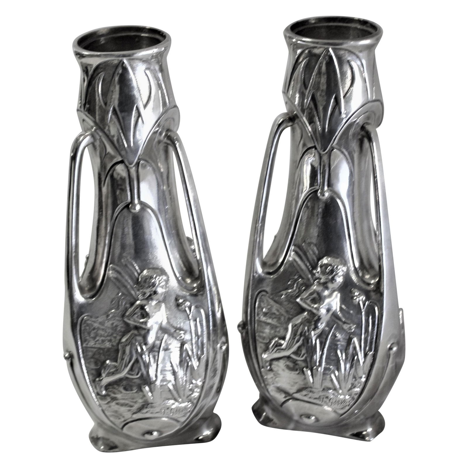 Art Nouveau Original Vases, Silvered, Signed (1 of 20)