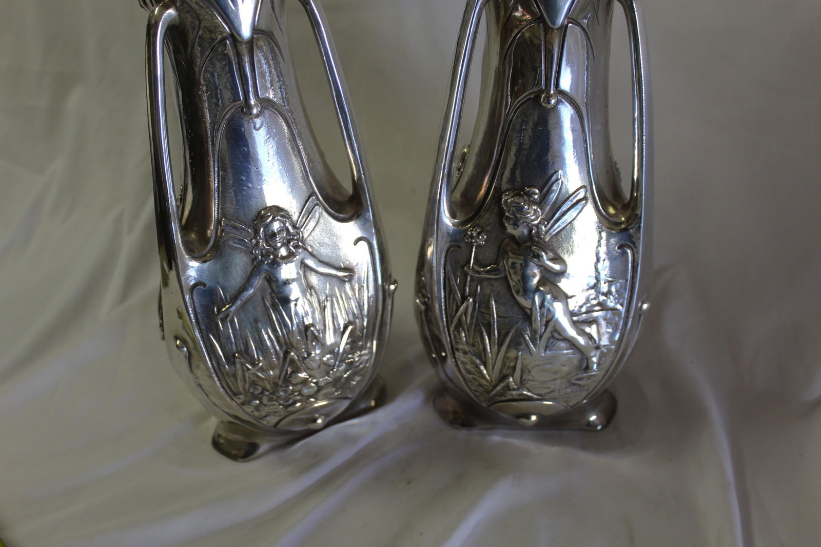 Art Nouveau Original Vases, Silvered, Signed - 3