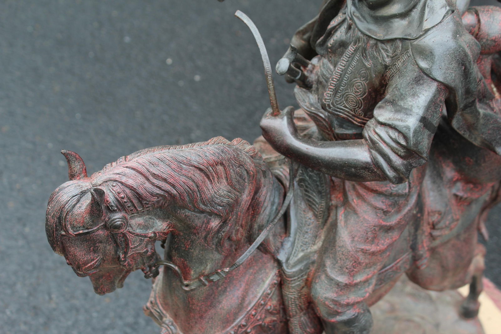 Original Sculpture , Double figure of a Arab on horseback & young girl Signed By - 15