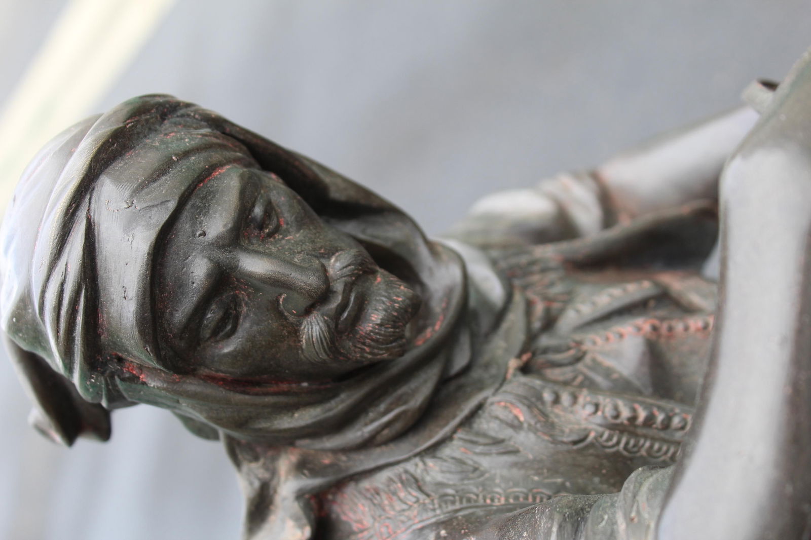 Original Sculpture , Double figure of a Arab on horseback & young girl Signed By - 17