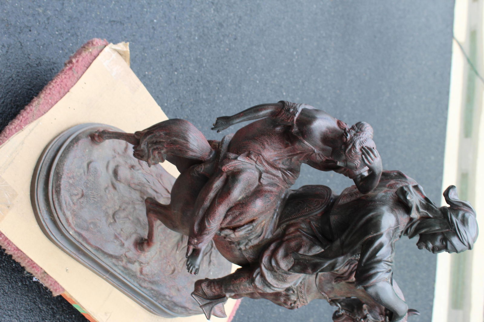 Original Sculpture , Double figure of a Arab on horseback & young girl Signed By - 18