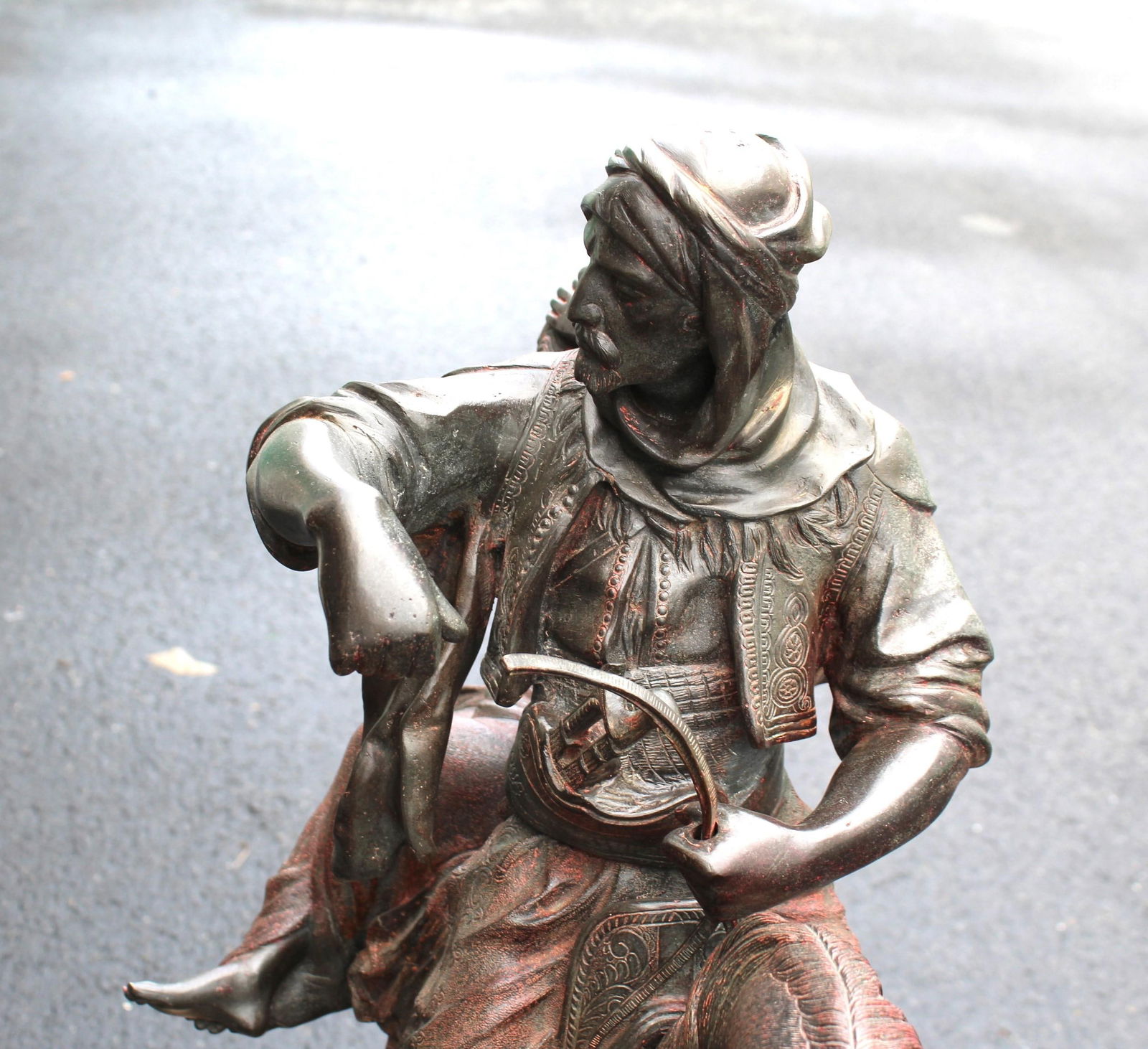 Original Sculpture , Double figure of a Arab on horseback & young girl Signed By - 8