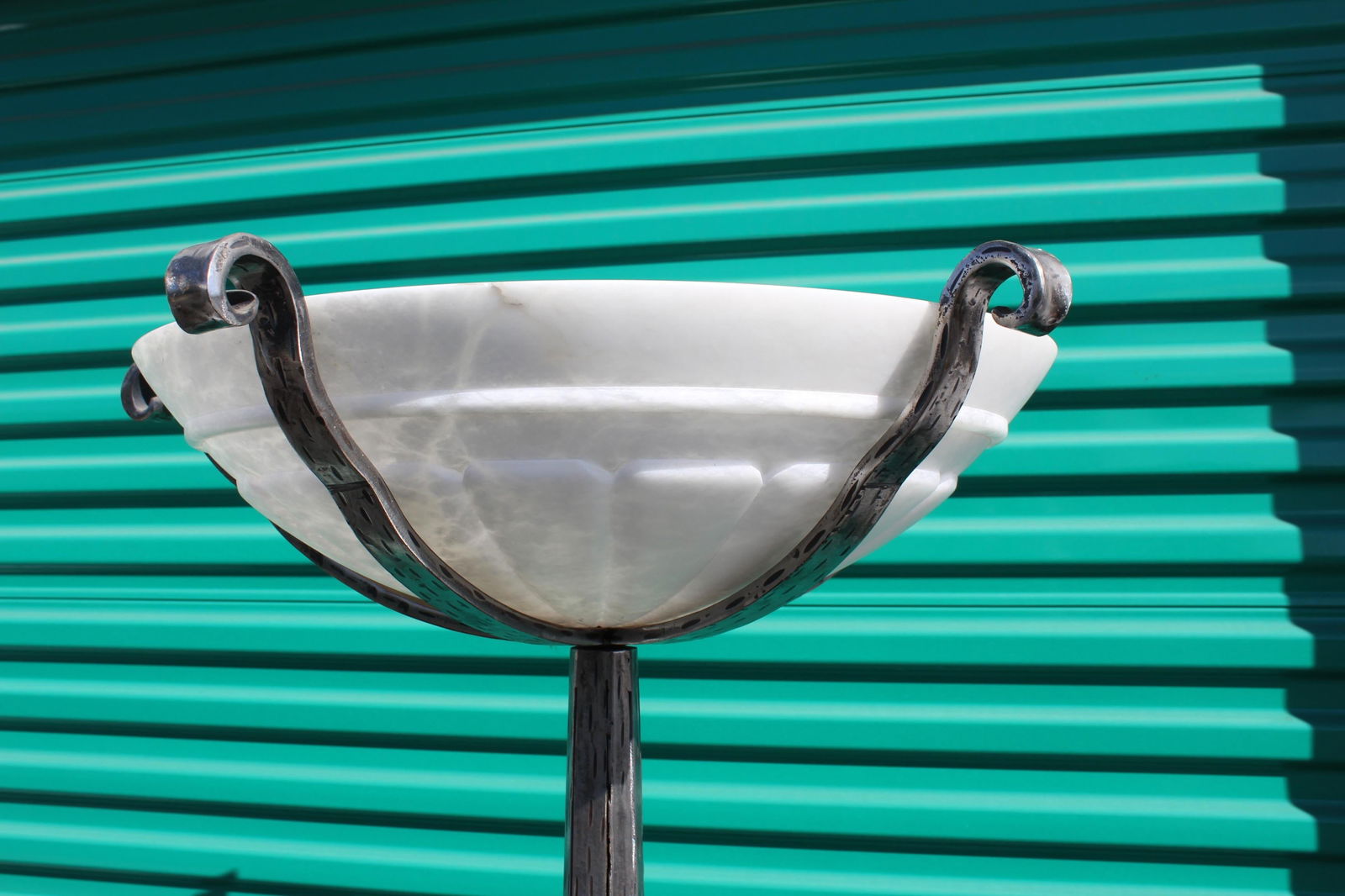 Art Deco/Modern Style Floor Lamp , Alabaster Shade - 3