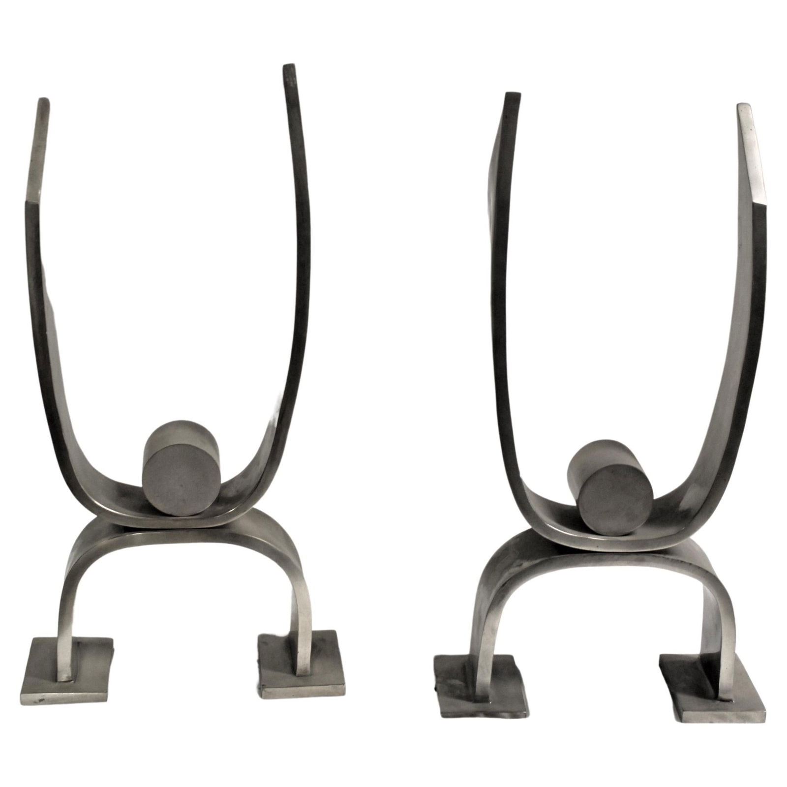 Modern/Art Deco Silver Andirons - 14