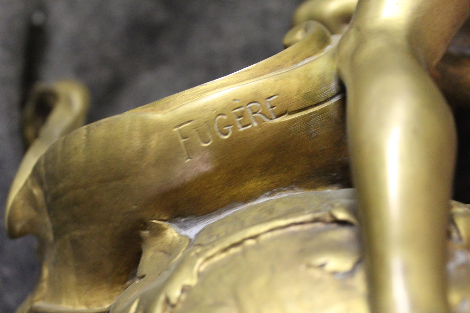 Original Deco Vase, Nude with Grapes Kneeling on a Large Snail, Signed Fugere - 4