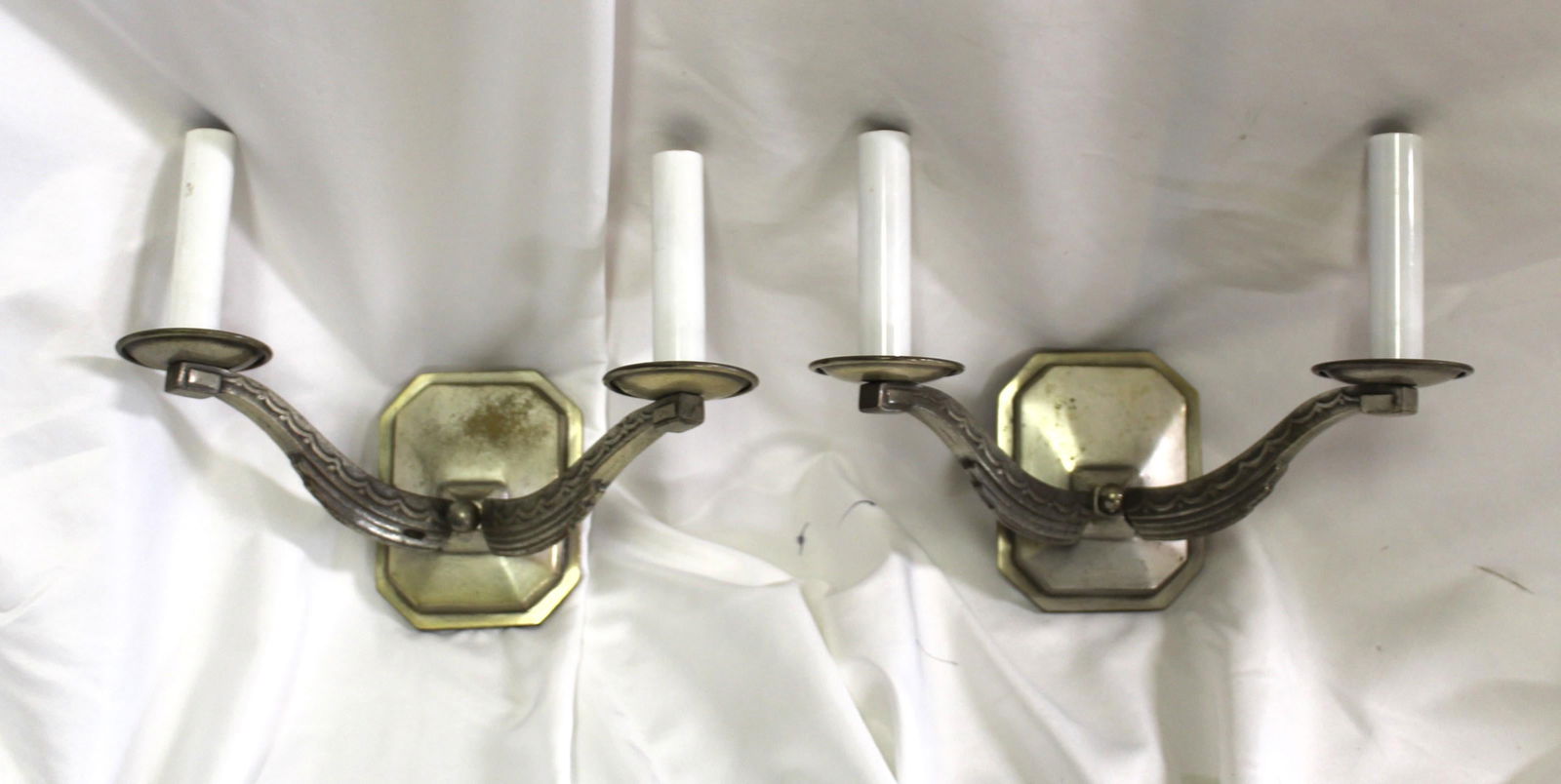 Mid Century /Modern/Deco Style Sconces , Nickel Finish , Pair - 6