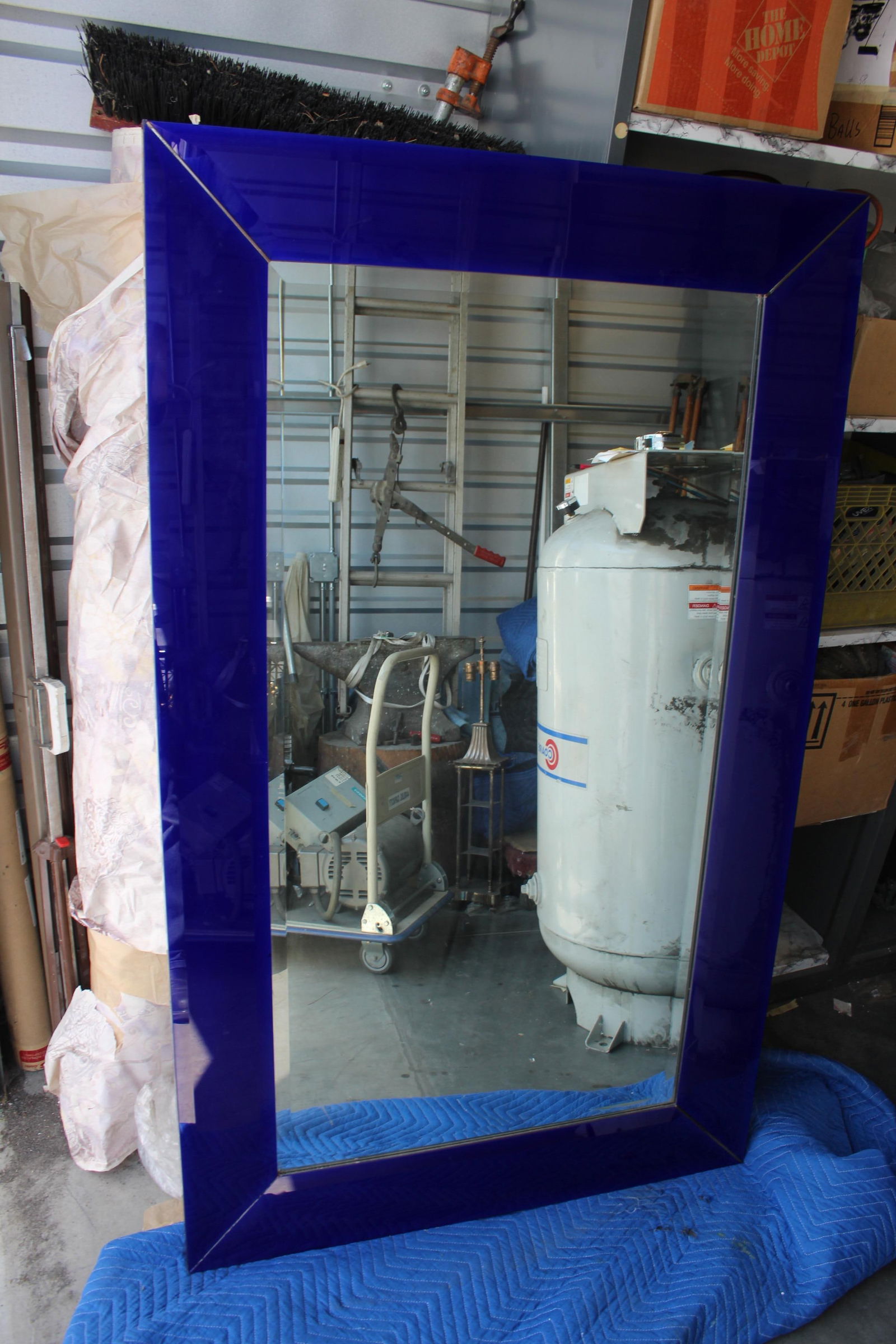 Mirror, Cobalt Blue, Mid-Century Modern, Beveled, Large Size, Custom Design - 12