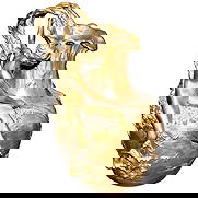 Art Deco Vase, Nude Pulling Net, Bronze Golder Patina, after Clr Vibert: A great looking nude lady hanging on the side of a vase pulling in a fishing net. Good size at 16" in height and 11" wide. Very heavy casting, and with great details in hi-quality lost wax bronze.