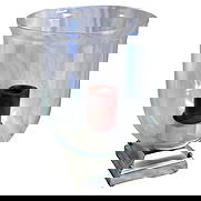 Mid Century Design Hurricane, Large: A Custom Designed and Custom made for a designer in Los Angeles. The square base is cast in bronze with a Silver painted finish. Mounted with round pad feet and decorated with small balls on each