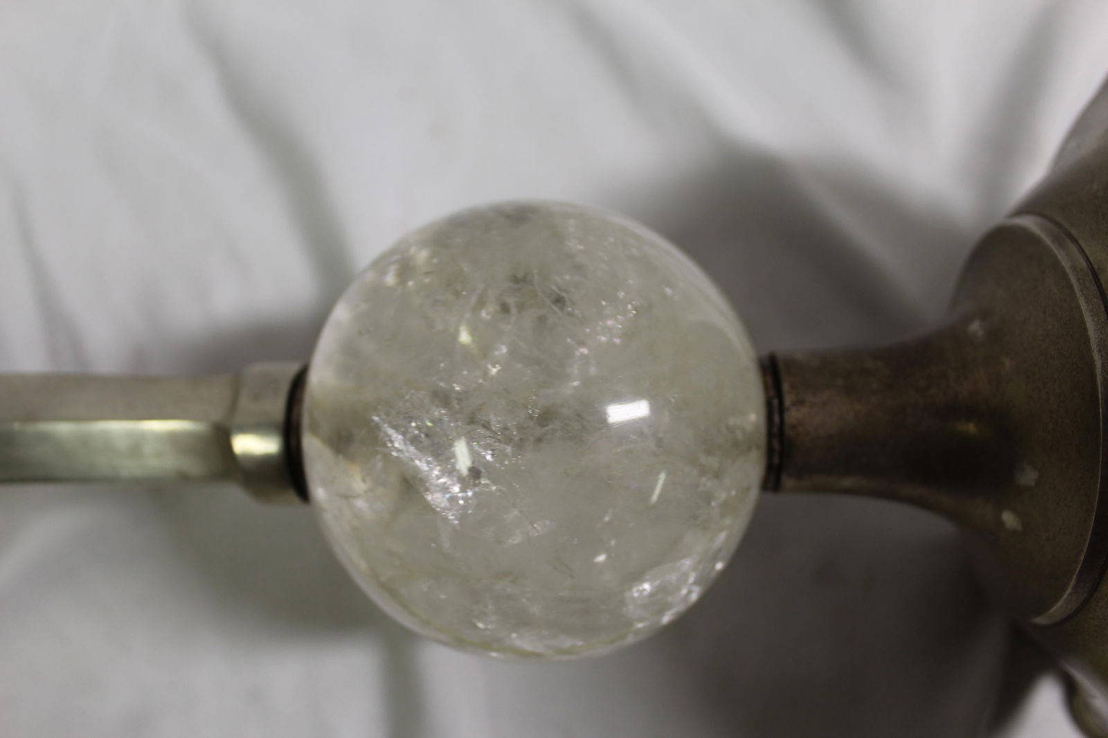 Mid Century/Modern Candlestick Lamp, Rock Crystal Sphere - 18