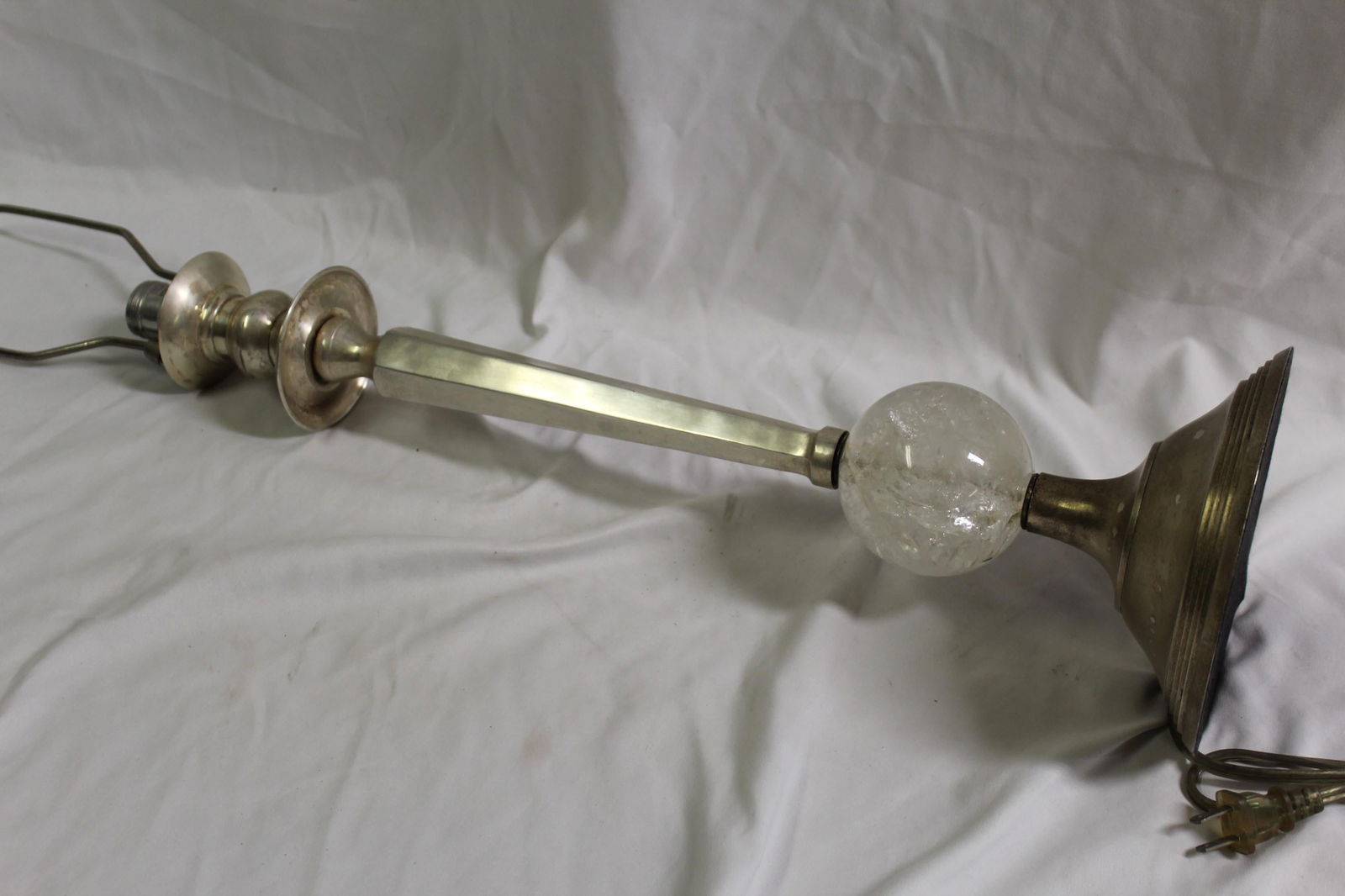 Mid Century/Modern Candlestick Lamp, Rock Crystal Sphere - 8