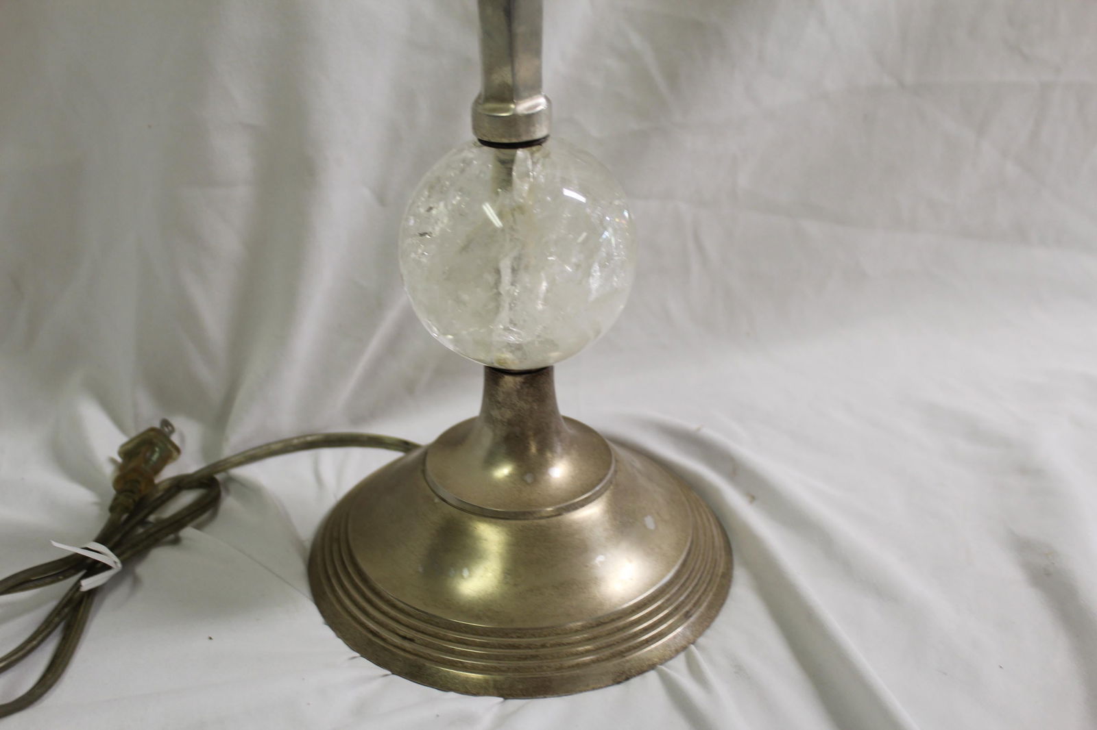 Mid Century/Modern Candlestick Lamp, Rock Crystal Sphere - 9